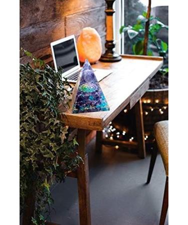 Jet Amethyst Ball Orgone Pyramid - 300g Aum Symbol - Chakra Balancing Gift with Free Crystal Therapy Booklet - Positive Energy & Harmony - Buy Online on GoSupps.com