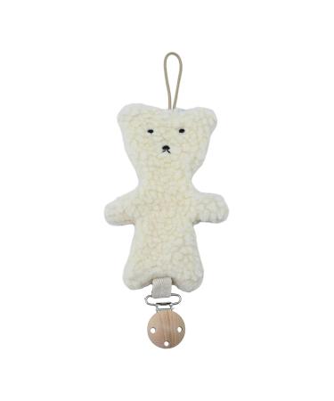 Itrimaka Pacifier Clip & Band | Soft Bear Baby Pacifier Holder Soothing Clip & Biting Toy Holder | Travel Accessories in Beige - Buy Online on GoSupps.com