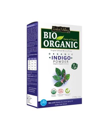 Indus Valley Bio Indigo powder bio-certified triple-sifted & microfine powder animal test-free & vegan indigofera tinctoria powder for natural hair coloring 100g