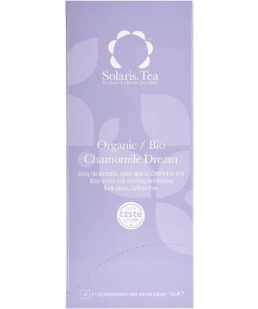 Solaris Tea - Organic Chamomile Dream | 100% Organic Whole Leaf Tea | Certified Vegan | 40x Biodegradable Stitched Teabags (1 x 60 g) - Buy Online on GoSupps.com