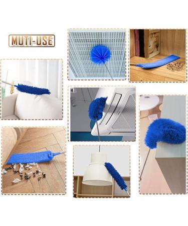Microfiber Feather Duster 5PCS Set | Washable Cobweb Dusters with 100 Extension Pole | Bendable Telescopic Duster for High Ceilings, Fan Blades, Furniture, and Cars - Blue - Buy Online on GoSupps.com