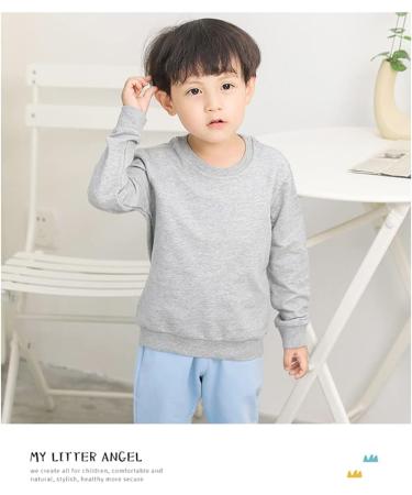 Taigood Boys Cotton Sweatshirt | Long Sleeve Pullover T-Shirt for Kids 4-5 Years Gray - Buy Online on GoSupps.com