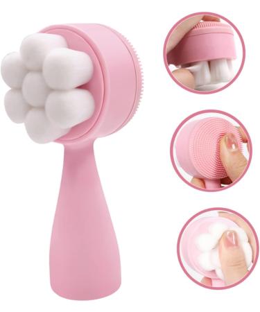 OHPHCALL Double Sided Facial Cleansing Brush Face Wash Facial Scrubber Silicone Face Scrubber for Women Facial Cleansing Tool Face Massage Brush Manual 3d Exfoliating Brush Pink Fiber Wool - Buy Online on GoSupps.com