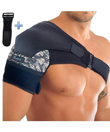 Shoulder Brace for Women and Men - Support for Torn Rotator Cuff AC Joint Pain Relief and Dislocated Shoulder. Compression Sleeve Arm Immobilizer Wrap Stability Strap + Free Extension Left-Right Camouflage Medium/Large (Pack of 1)