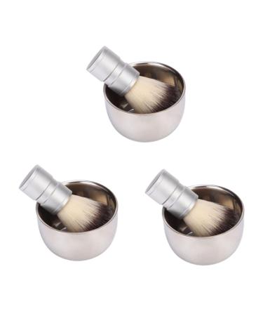 Frcolor 3st shaving brush for men travel shaving brush men shave shaving shell from stainless steel shaving bowl and brush men's hair brush beard brush men men's brush soap man gently 9.3*5cmx3pcs picture 1x3stk