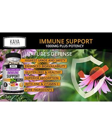 Kaya Naturals Elderberry Immune Support Capsules - 60 Count | Zinc, Vitamin C, Probiotics & Turmeric for Adults | Sambucus Elderberry Vitamins for Immune System Booster - Buy Online on GoSupps.com