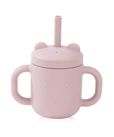 Silicone Sippy Cup 6 Months + Easy to Clean Toddler Straw Cup for Baby Trainer Cup BPA-Free Safe Use for Freezer Dishwasher and Microwave (Light pink)