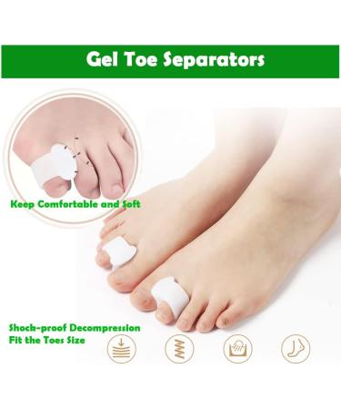 Gel Toe Separators for Bunions & Overlapping Toes - 8 Pack Hammer Toe Straightener, Pinky Toe Spacers, Bunion Corrector & Relief - White - Buy Online on GoSupps.com