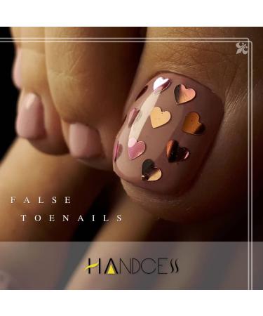 Handcess Shiny Pink Artificial Toenails - Short Square Full Cover Nail Tips for Women & Girls - International Shipping Available - Buy Online on GoSupps.com