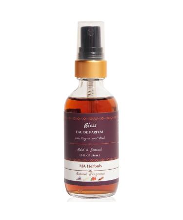 Bless Cognac & Oud Cologne for Men + Notes of Bourbon Barrel Oakwood Tobacco Amber Myrrh & Vanilla | Boozy Eau de Parfum made with Essential Oils | MA Herbals Natural Fragrance Bless (Cognac Oud Tobacco)