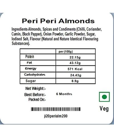 Jaiccha Ghasitaram Rakhi Gifts for Brothers Rakhi Dryfruits - Pack of 2 Peri Peri Pudina Almonds Pouches Small 200 GMS with 2 Rudraksh rakhis - Buy Online on GoSupps.com