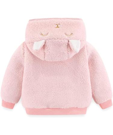 Cartoon Fleece Hooded Jacket for Newborns - Pink, Warm Infant Outwear Coat with Ears, Zipper Up 0-3 Months, Unisex, 0-6Y - Buy Online on GoSupps.com
