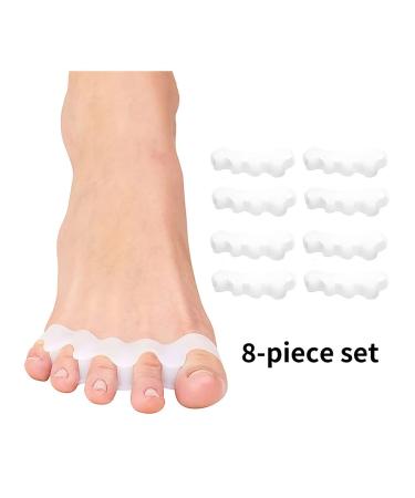 AGARES Toe Spacers (8-Piece Set) | Bunions Correction for Women & Men | Toe Brace for Foot Pain & Plantar Fasciitis - White - Buy Online on GoSupps.com