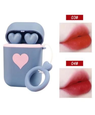 Buy Moisturizing Matt Lipstick Make-Up Set | 2-Piece Two-Tone Lip Gloss & Headphones - Waterproof Velvet Gift Set (Blue) | International Shipping - Buy Online on GoSupps.com