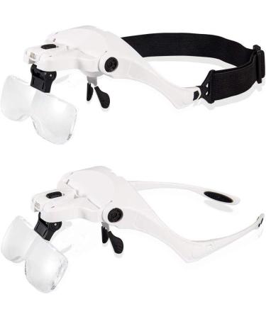 LSTK Head Magnifying Glasses Loupe Visor with 2 LED & 5 Different Lenses:1.0X/1.5X/2.0X/2.5X/3.5X for Close Work Watch Repair Crafts - Buy Online on GoSupps.com