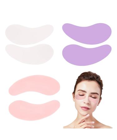 3 Pairs Silicone Reusable Eye Patches Eye Wrinkle Patches Under Eye Patches Mask for Plump Fine Lines & Wrinkles (Pink+White+Purple)