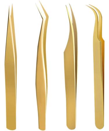 Grafted Eyelash Tweezers High-Precision Flowering Tweezers Multi-Functional False Eyelashes Tweezers Tool Special Tweezers for Eyelashes 4 Styles (Golden Feather Clip) - Buy Online on GoSupps.com