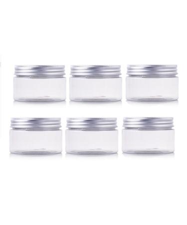 Empty cosmetic containers made of PET 50 g/100 g/150 g with silver-colored aluminum caps cream lotions ointments make-up can 6 pieces (100 g)