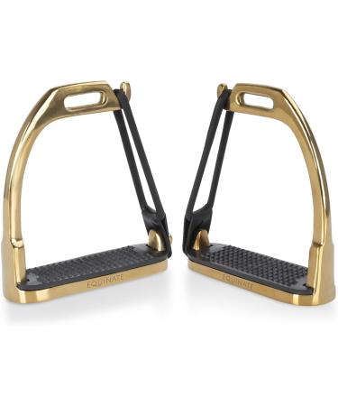 Equinate Safety Stalk Belfast 10cm Gold - Anti-Slip Rubber Tread | Stirrup for Adults & Children | Ankle Relief - 2 Pieces - Buy Online on GoSupps.com