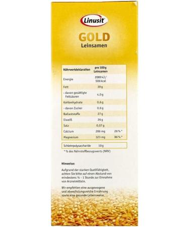 Linusit Gold Flax Seeds 1000g - Organic & High-Quality Superfood for Health | International Shipping Available - Buy Online on GoSupps.com