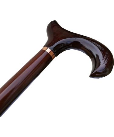 Gents Wooden Derby Cane with Collar Walking Stick in Dark Brown Wood Stain 94cm (37") Height - Buy Online on GoSupps.com