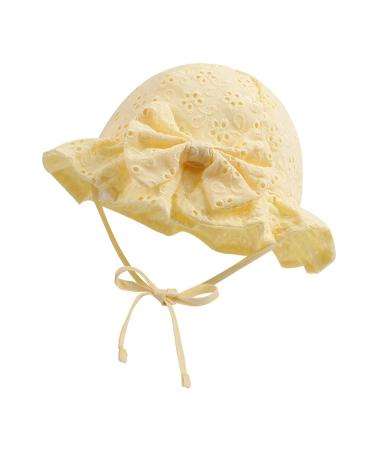 XIAOHAWANG Baby Girl Sun Hat Embroidered Flowers Toddler Bucket Hats Summer Cap for Infant Girls 6-12 Months Yellow