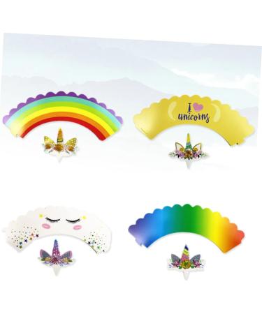 Ciieeo 288 Pcs DIY Cupcake Picks Top Hat Unicorn Cake Toppers Party Cupcake Toppers Unicorn Cupcake Wrappers Wrapping Paper - Buy Online on GoSupps.com