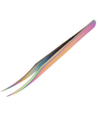 Bettomshin 125mm Colorful Professional Stainless Steel Precision Tweezers Dolphin-shaped Tip Tweezers for lash Extensions Round package 1Pcs
