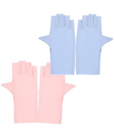 minkissy 2 Pairs Half Finger Gloves Safety Gloves Anti Uv Gloves Manicure Gloves Sun Gloves Pink Gloves Uv Gloves for Manicure Anti-uv Gloves for Gel Nails Sun Protection Nail Lamp Nylon 21x12x0.1cm As Shown1