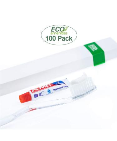 ECO Amenities Travel Toothbrush Kit - Disposable Toothbrush with Toothpaste | Individually Wrapped | 100 Sets per Case - Buy Online on GoSupps.com