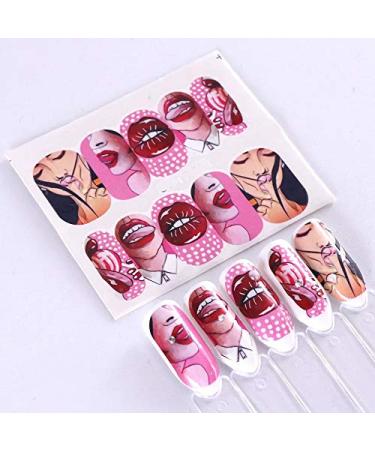 Nail Angel Water Decals - 9 Sheets Beauty Transfer Stickers for Nail Art - Unique Lip Patterns for Manicure & Pedicure - 10190 - Buy Online on GoSupps.com