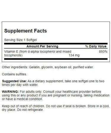 Swanson Vitamin E Mixed Tocopherols 200 IU (134mg) 250 Softgels - Antioxidant Support - Buy Online on GoSupps.com