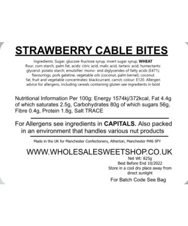 Ellies Jellies Strawberry Cable Bites 825g Square Tub - Buy Online on GoSupps.com