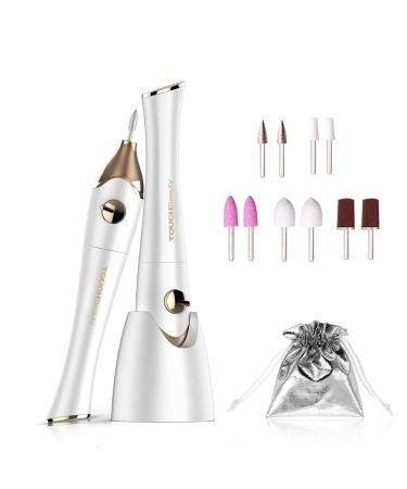 TOUCHBeauty Electric Nail File Drill with 10pcs Nail Bits for Natural Nails, Manicure Pedicure Set with UV Light Stand, Nail Buffer Drill Polisher Fingernails Toenails Care Set Gold