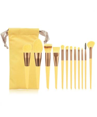 13 Piece Makeup Brush Set Yellow