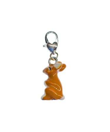 Miniblings Hase Charm Zipper Pull Easter rabbit enamelled brown - Handmade fashion jewelry i chain pendant silver -plated - beggar pendant beggar bracelet - trailer for bracelet
