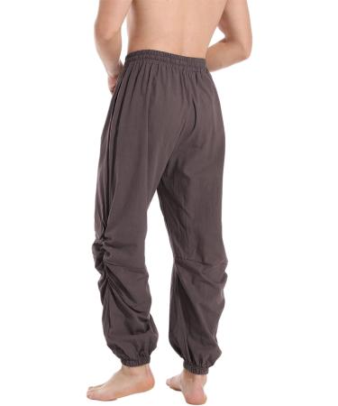 PACIDA Mens Cotton Linen Drawstring Pants - Elastic Waist Casual Jogger Yoga Pants (Coffee, 36) - Buy Online on GoSupps.com