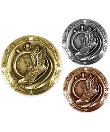 Decade Awards Track World Class Medal - 3 Wide Medallion with American Flag Ribbon - Silver - Buy Online on GoSupps.com