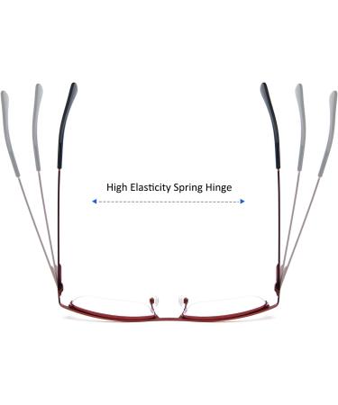 KoKoBin Metal Half Frame Reading Glasses with Blue Light Filter for Men & Women - Red 2.5 Diopters Spring Hinge - Buy Online on GoSupps.com