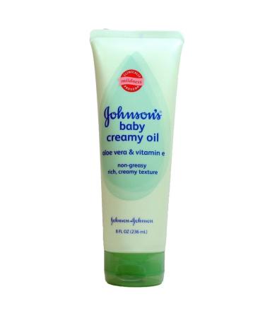Johnsons Baby Oil Creamy Aloe & Vitamin E, 8 fl oz each
