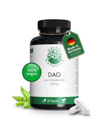 DAO capsules VEGAN | High dose: 40 mg per capsule diamine oxidase from pea extract | 60 capsules | 2 months supply | Green Naturals
