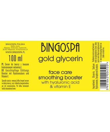 Shop Skin Moisturizing Gold Glycerin with Hyaluronic Acid & Vitamin E 100ml BINGOSPA | Ultimate Hydration for All Skin Types - Buy Online on GoSupps.com