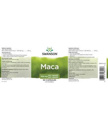 Swanson - Maca 500 milligrams 60 Capsules 1 count - Buy Online on GoSupps.com