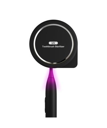 UV Toothbrush Sanitizer Holder Toothbrush Sanitizer and Holder Cover Caps with Fan Drying Rechargeable Portable Toothbrush Cleaner Case Fits Most Electric and Manual Toothbrushes (Black)
