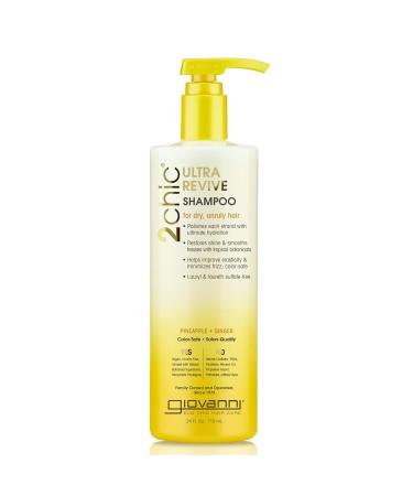 GIOVANNI 2chic Ultra-Revive Shampoo - Pineapple & Ginger to Moisturize Dry Unruly Hair Coconut Guava Aloe Vera Pro-Vitamin B5 Lauryl & Laureth Sulfate Free No Parabens Color Safe - 24 oz