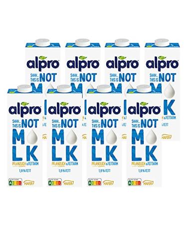 Alpro Not MLK Plant-based milk alternative Low fat 1.8% 1L | Pack of 8 (8 x 1 litre) Milk 1 l (pack of 8)