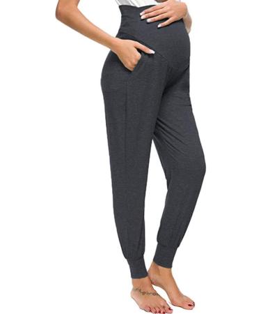 Love2Mi Maternity Women's Casual Pants Stretchy Comfortable Lounge Jogging Trousers S Dark Gray