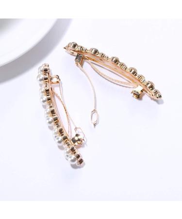 2 Count Pearl Hair Clips for Women and Girls - Fashion Snap Barrettes for Party, Wedding, Daily Wear - Buy Online on GoSupps.com
