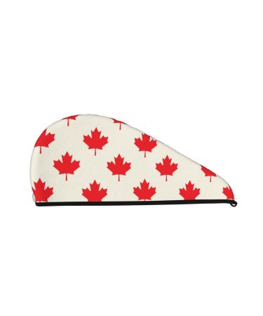 Hair Towel Wrap Hair Drying Towel with Button Towel Turban Head Towel to Dry Hair Quickly (Happy Canada Day)