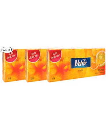 Veltie Aroma Pocket Tissues- Energy Citrus & Bergamot (10 In 1 Pack) (Pack of 3)